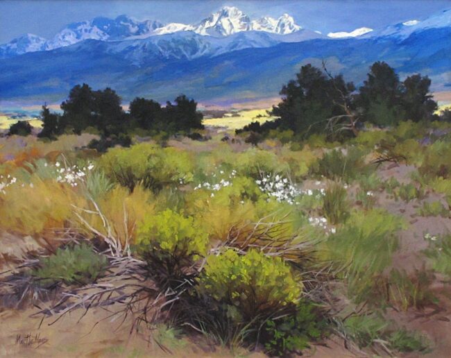 Martha Mans Painting Pikes Peak From Plum Creek Oil on Canvas