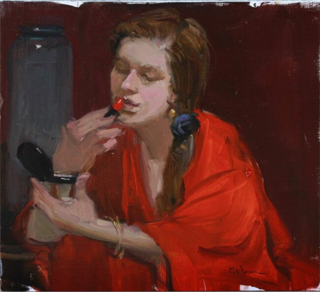 Nancy Chaboun Painting Power Red Unframed Oil Sketch