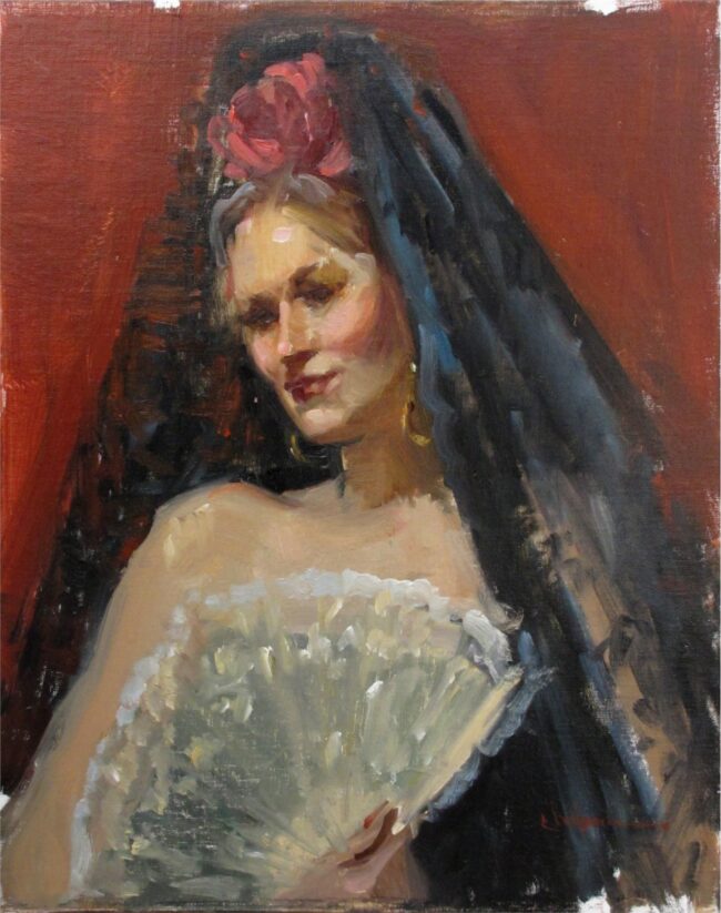 Nancy Chaboun Painting The Mantilla Oil on Board