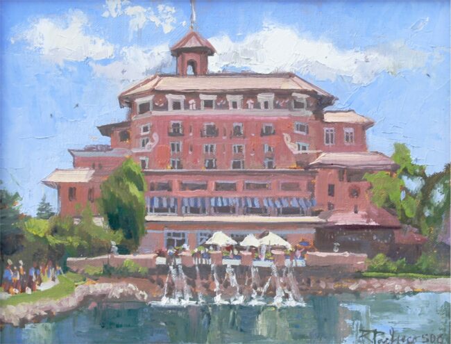Rita Pacheco Painting Broadmoor in the Morning Oil on Canvas