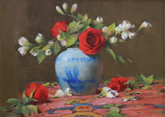 Robert Johnson Painting Floral Dance Oil on Linen