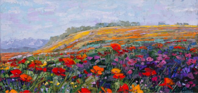 Robert Moore Painting Fields of Poppies Oil on Canvas