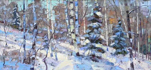Robert Moore Painting First Snow Oil on Board