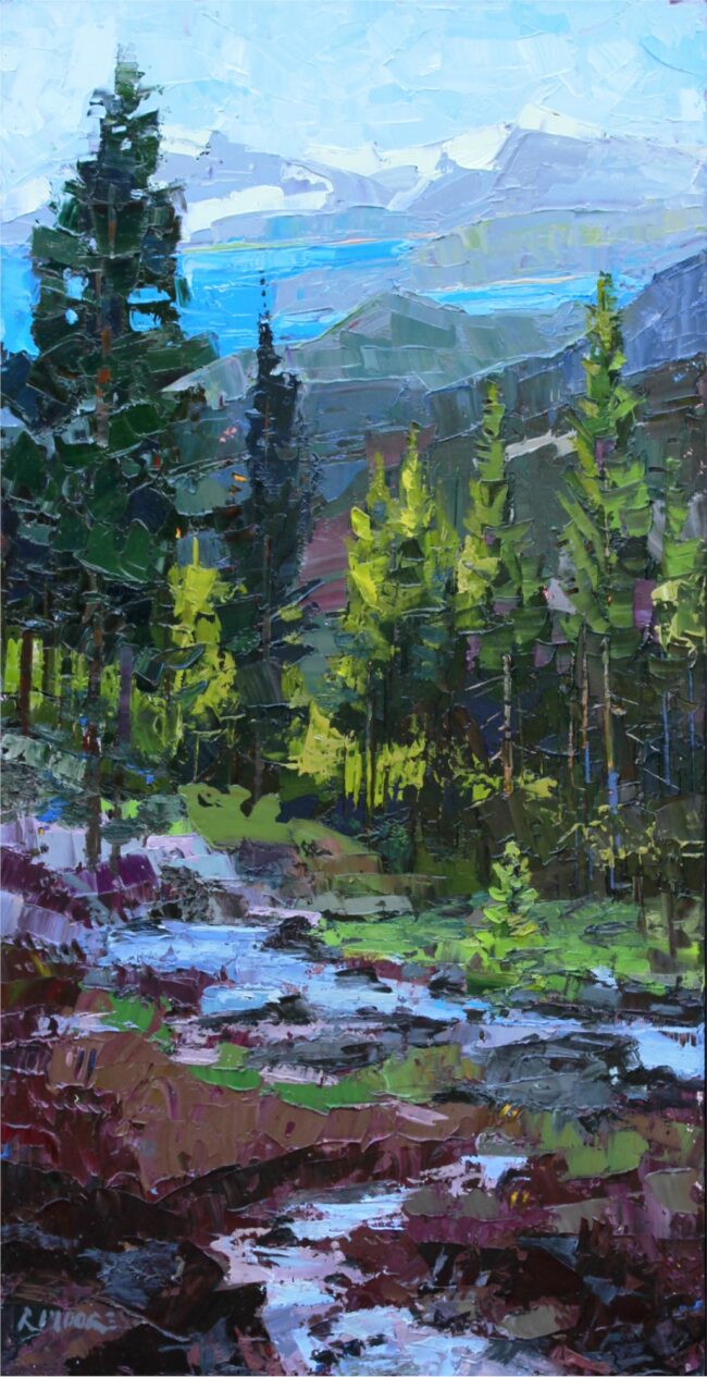 Robert Moore Painting From the Pass Oil on Board