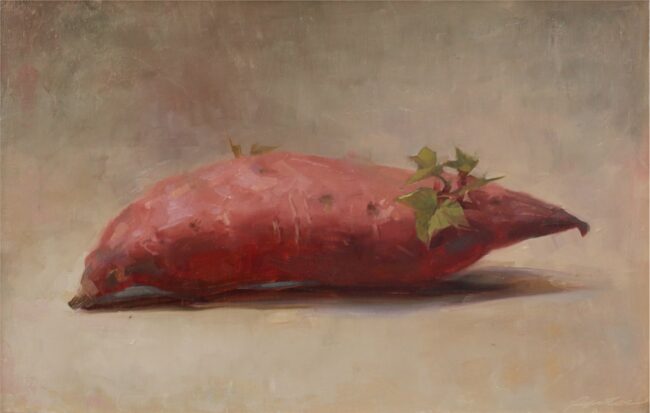Robin Cole Painting Sweet Potato Oil on Panel