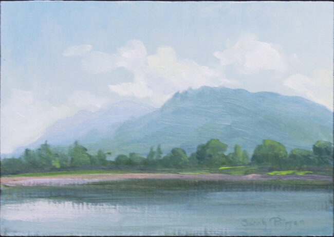 Sarah Phippen Painting Across The Lake Oil on Panel