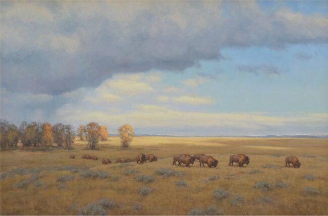 Scott Yeager Painting Where Buffalo Roam Commission Oil on Canvas