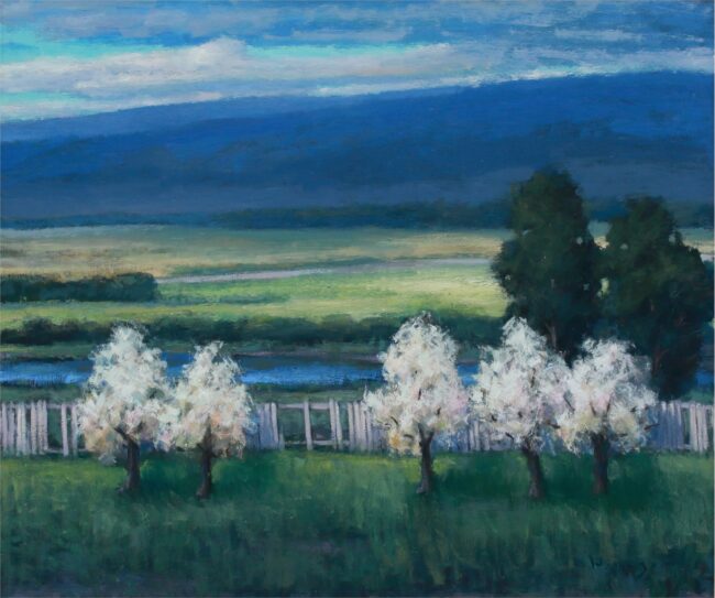 Seth Winegar Painting Along The Fence Line Oil on Panel