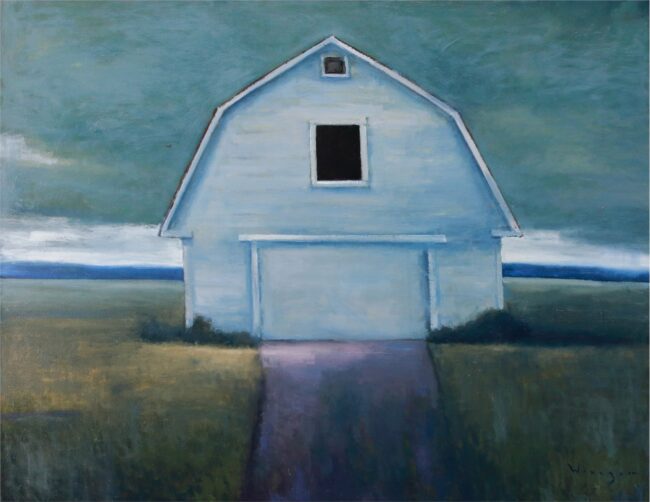Seth Winegar Painting Grey Sky Barn Oil on Canvas