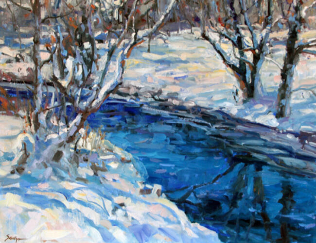 Susie Hyer  Creekside in Winter Oil on Panel