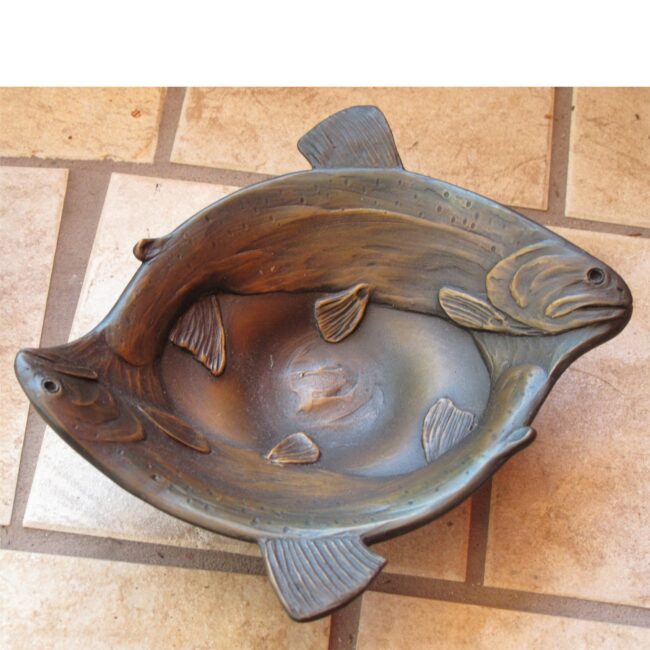 James Moore Sculpture Trout Dish Bronze