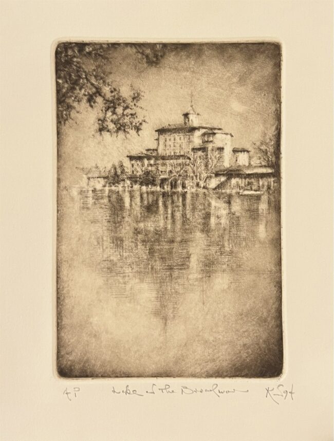 Kent Talmage-Bowers Printmaking Lake at the Broadmoor Etching