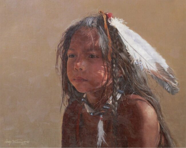 Craig Tennant Painting Sioux Boy Oil on Linen