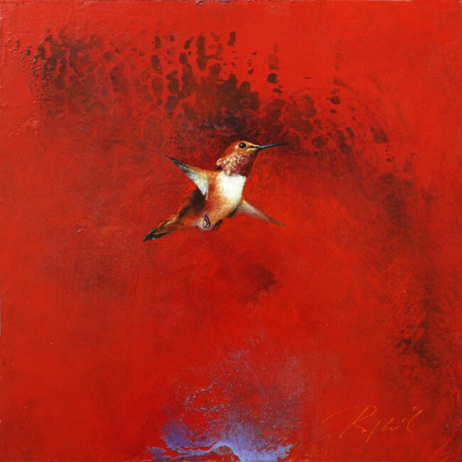 Greg Ragland Painting One Rufous in Red Acrylic on Panel