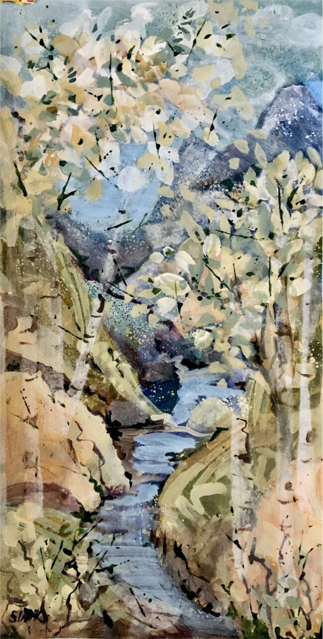 Sara Ware Howsam Painting Mountain Spring #2 Acrylic and Mixed Media on Paper