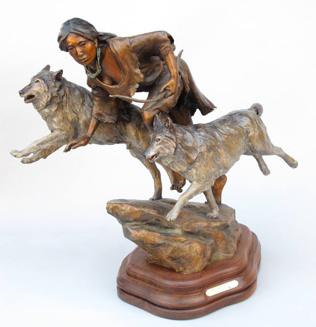 Susan Kliewer Sculpture Runs with Wolves Bronze