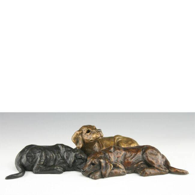 Mark Dziewior Sculpture Lab Puppy Trio Bronze
