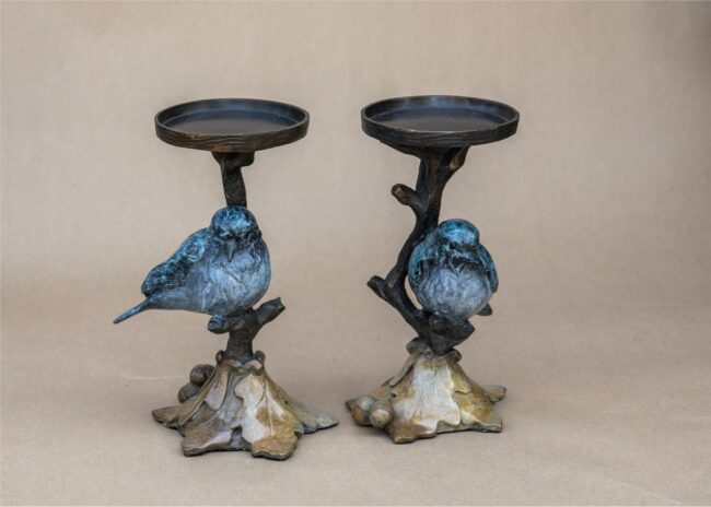 Melissa Cooper Sculpture Bluebird Candle (Pair) Bronze