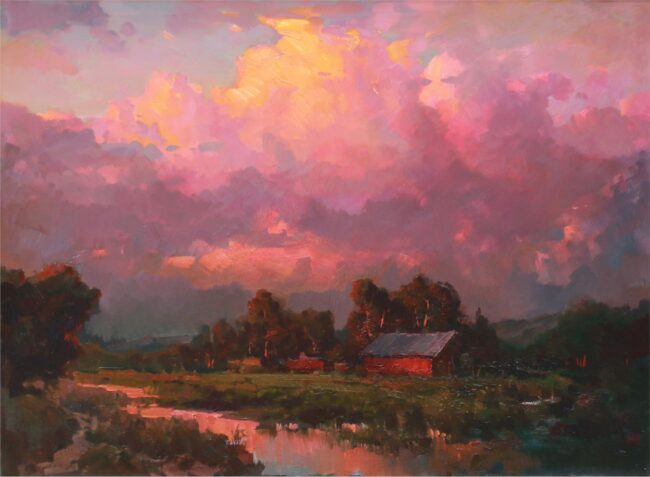 Ovanes Berberian Painting Evening Clouds Oil on Canvas