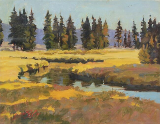 Dean St. Clair Painting Sunset on Indian Creek Oil on Canvas