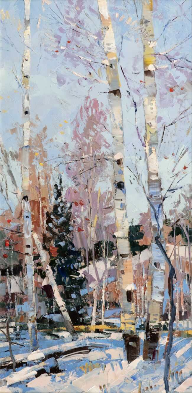 Robert Moore Painting Winter Stand Oil on Canvas