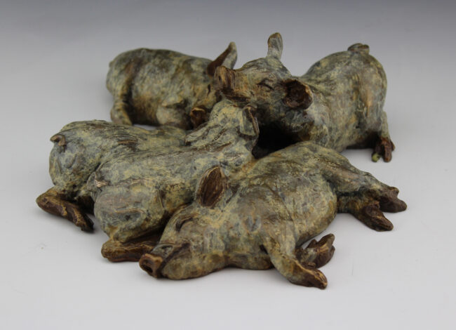 Mark Dziewior Sculpture Bacon Bits Bronze From Foundry