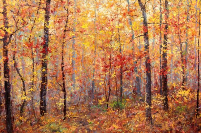 Bill Inman Painting Autumn's Embrace Oil on Board