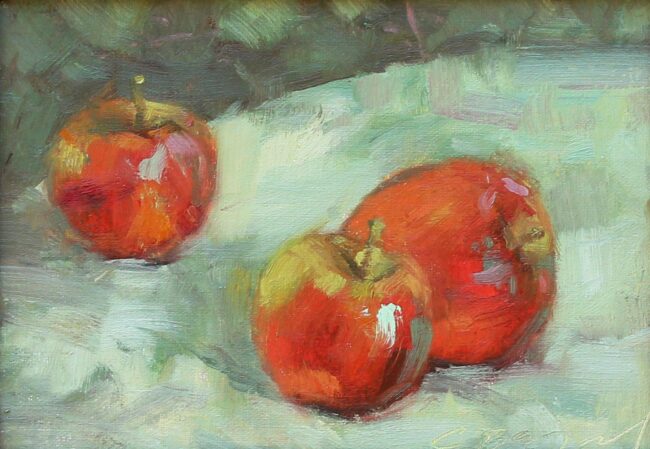 Chula Beauregard Painting Apple Trio Oil on Linen