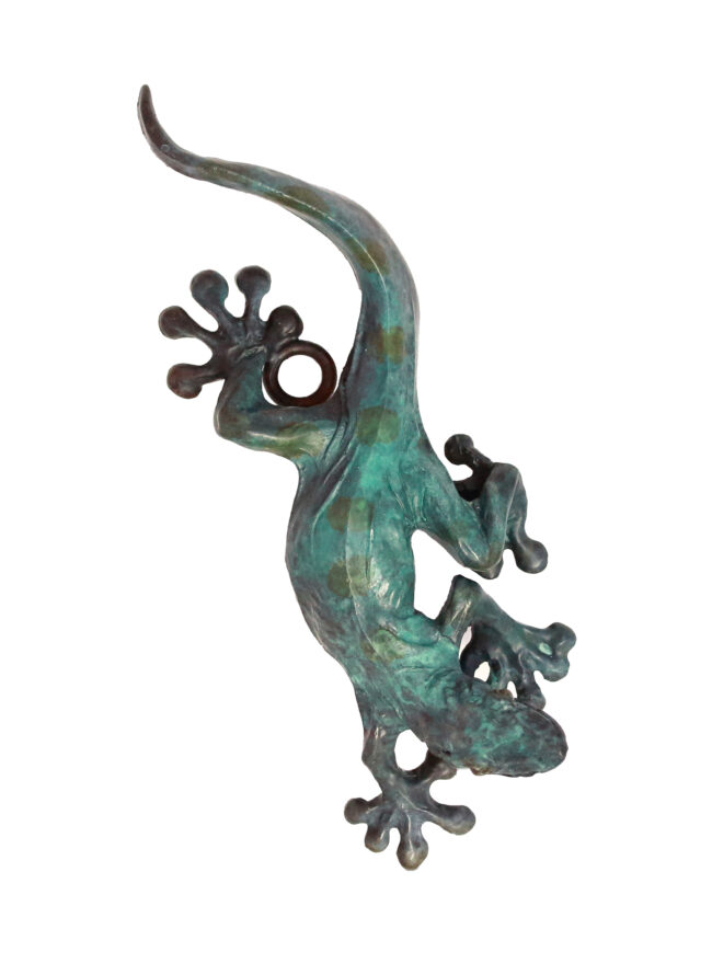 Dan Chen Sculpture Gecko - Green Bronze