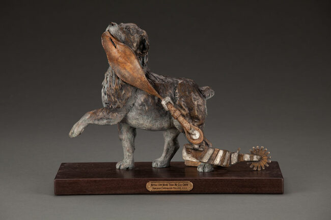 Deborah Copenhaver-Fellows Sculpture Biting Off More Than He Can Chew Bronze