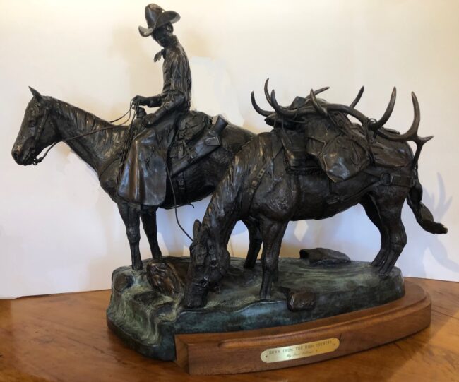 Fred Fellow CA Estate Sculpture Down From the High Country Bronze