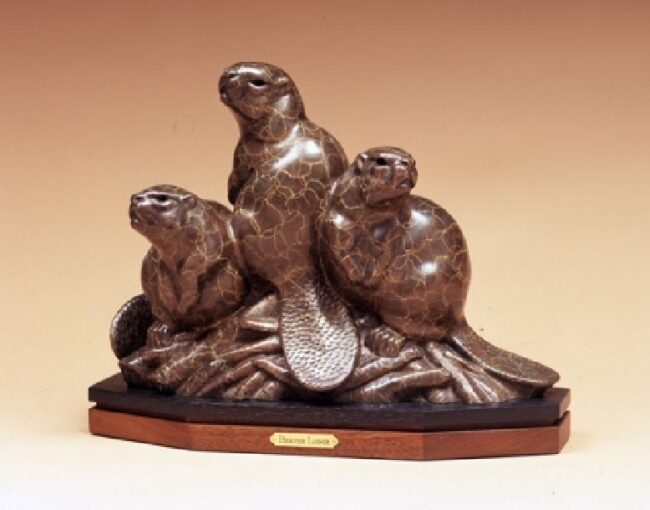 Gerald Balciar Sculpture Beaver Lodge Bronze