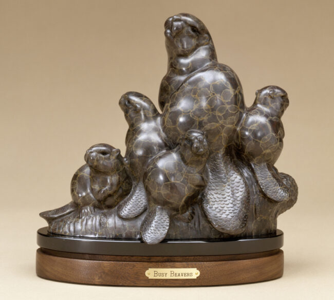 Gerald Balciar Sculpture Busy Beavers Bronze