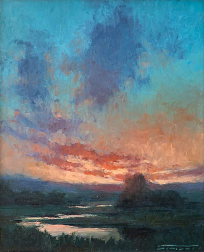 Jane Hunt Painting Western Sunset Oil on Panel