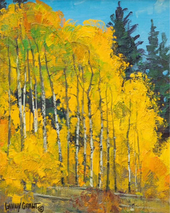 Lanny Grant Painting Turning The Aspen Oil on Board
