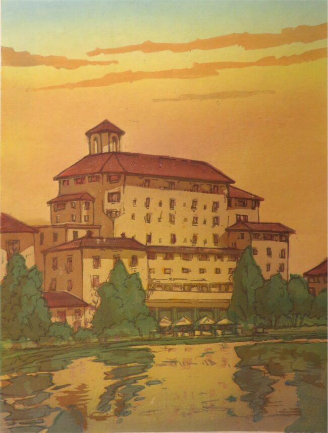 Leon Loughridge Printmaking Broadmoor Motif - Sunrise Woodblock Print
