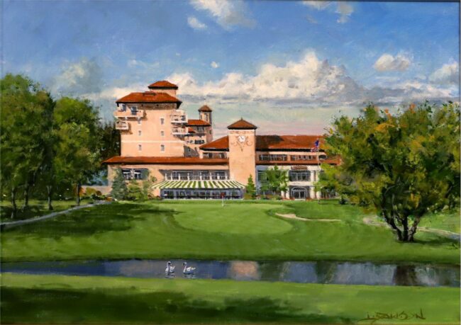 Lindsay Dawson Painting The 19th at the Broadmoor Oil on Canvas