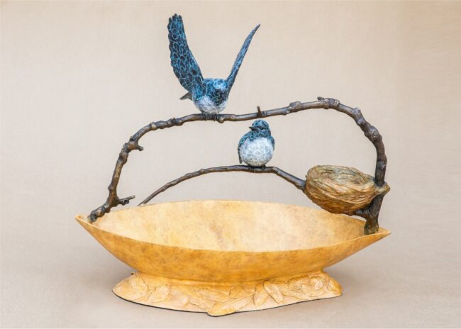 Melissa Cooper Sculpture Feather the Nest Bronze