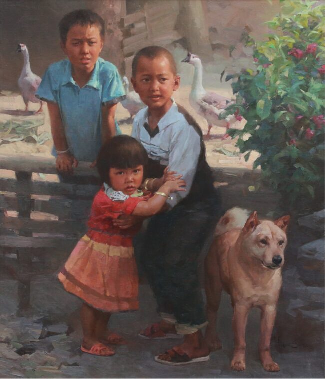 Mian Situ Painting Her Big Brother Oil on Canvas