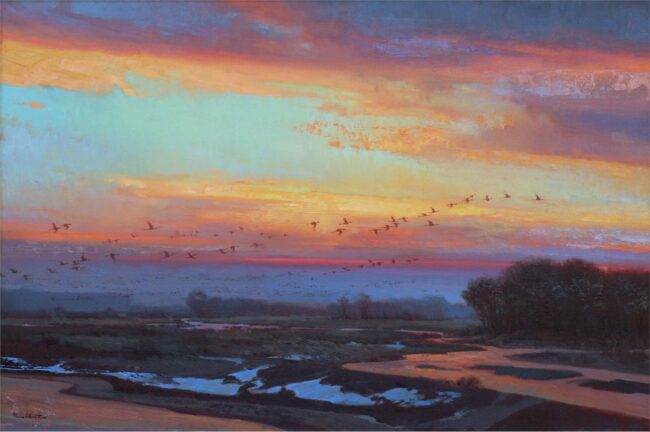 Michael Albrechtsen Painting Sunset Music Oil on Canvas