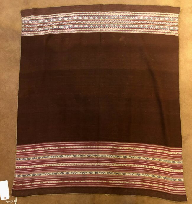 Navajo Weaving Textiles Brown with Red and White Decorative Stripes Weaving