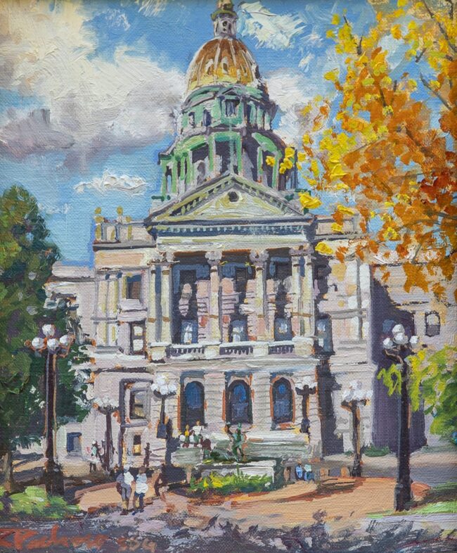 Rita Pacheco Painting The Capitol Building Oil on Board