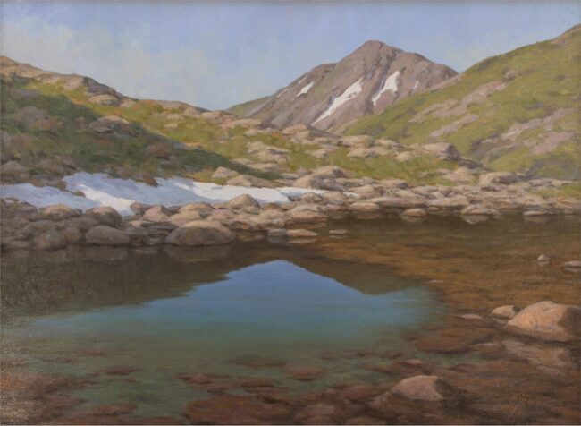 Scott Yeager Painting Alpine Lake Oil on Board