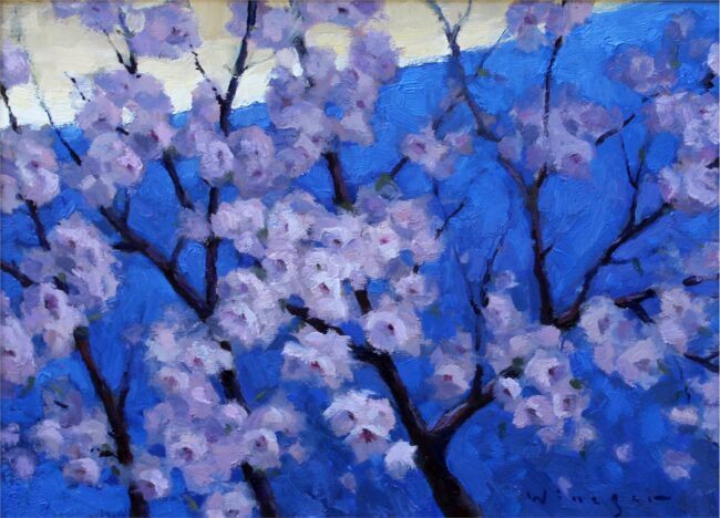 Seth Winegar Painting Cherry Blossoms Oil on Panel