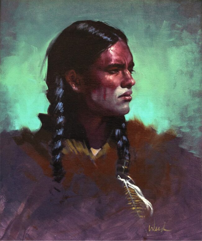 Steve Weed Painting Young Warrior Oil on Canvas