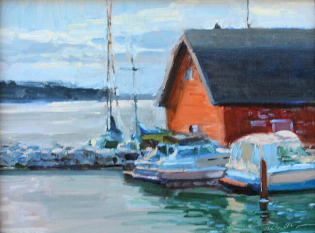 Susie Hyer  Anderson's Dock Sunday Oil on Linen Panel