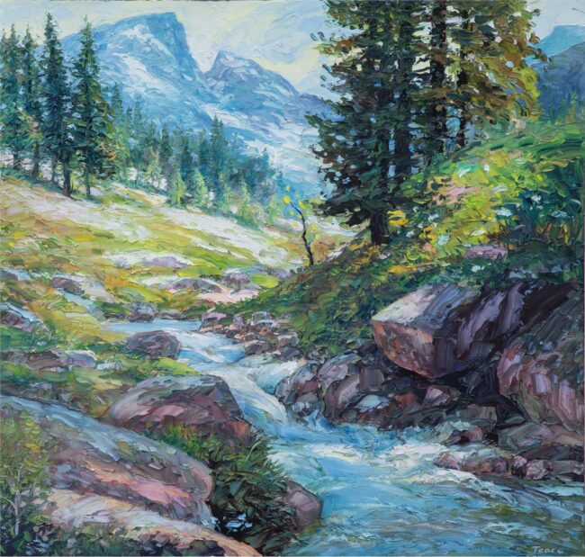 Brad Teare Painting Alpine Meadow Oil on Canvas