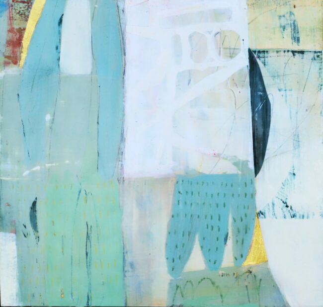 Carol Myers Painting Peering Through Mixed Media and 22K Gold on  Panel