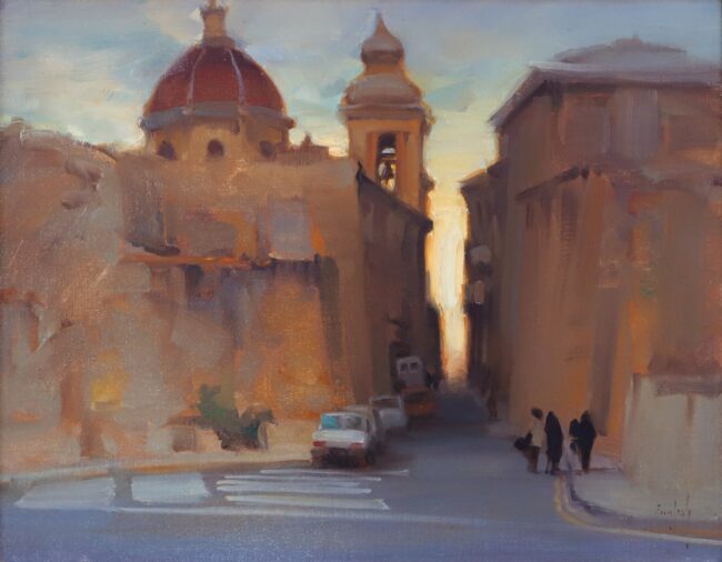 Kim English Estate Painting Malta Evening Oil on Canvas