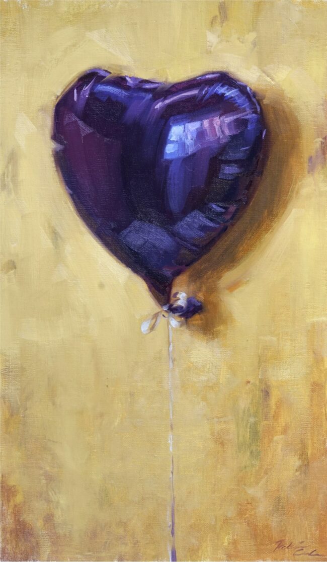 Robin Cole Painting Purple Heart Oil on Panel